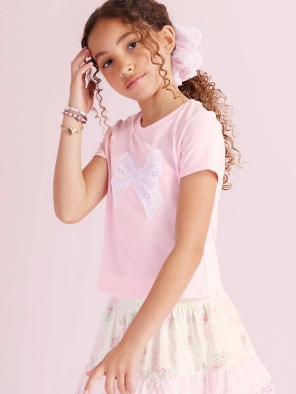 LOVESHACKFANCY Cottagecore T-Shirt & Short Set Pink Bundle Girls Lounge Med NWT